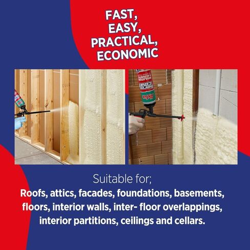 رذاذ رغوي عازل من Akfix Thermcoat (40 قدم لوح) - رذاذ رغوي عازل للجدار والعلية، إسفنج متمدد من البولي يوريثين، طقم عزل رغوي لرش الخلايا المغلقة، مسدس ومنظف غير متضمن | 2 حزمة in Saudi Arabia