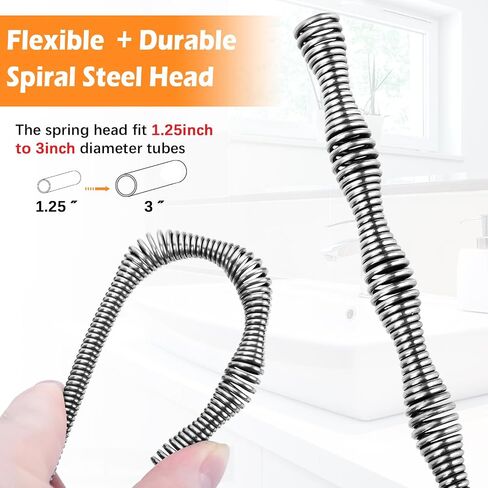 35FT Drain Auger, 10-In-1 Double Mode Drain Snake Tool, Professinal Plumbing Snake, Drain Snake with Safety Glasses and Gloves, Hair Removal Tool with Cleaning Brush [Upgraded 4.0] in Saudi Arabia