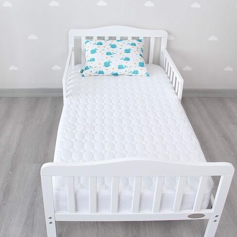 Pack and Play Sheets & Mattress Protector Set, 4-Pack, Grey & Navy | 4-Piece Set: 2 Waterproof Quilted Covers + 2 Soft Sheets, Fits 39"x27" Playards, Machine Washable in Saudi Arabia