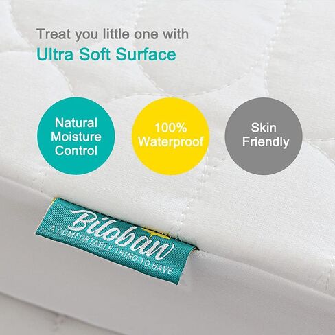 Pack and Play Sheets & Mattress Protector Set, 4-Pack, Grey & Navy | 4-Piece Set: 2 Waterproof Quilted Covers + 2 Soft Sheets, Fits 39"x27" Playards, Machine Washable in Saudi Arabia