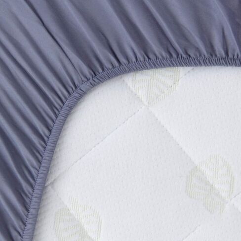 Pack and Play Sheets & Mattress Protector Set, 4-Pack, Grey & Navy | 4-Piece Set: 2 Waterproof Quilted Covers + 2 Soft Sheets, Fits 39"x27" Playards, Machine Washable in Saudi Arabia