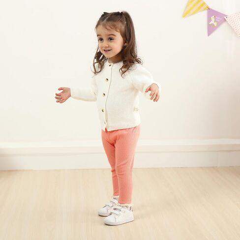 DREAM BUS 5 Pack Baby Girl Pants Toddler Girl Solid Ribbed Pants with Lace Trim Newborn Cotton Leggings Infant Jogger Pants in Saudi Arabia
