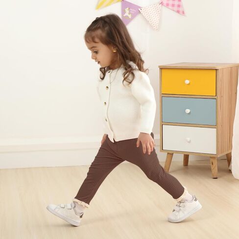 DREAM BUS 5 Pack Baby Girl Pants Toddler Girl Solid Ribbed Pants with Lace Trim Newborn Cotton Leggings Infant Jogger Pants in Saudi Arabia