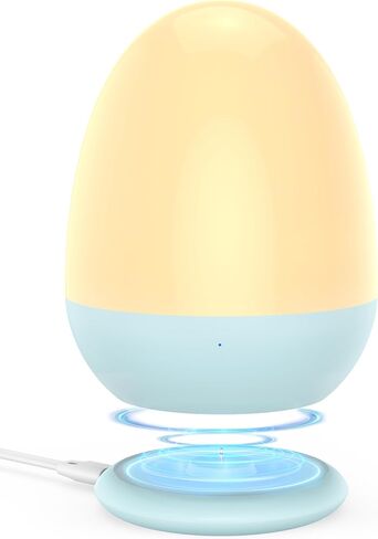 JolyWell Baby Night Light for Kid, Portable Egg Nightlight with Stable Charging Pad, Touch Nursery Night Lamp for Breastfeeding, Toddler Night Light for Bedroom, Timer Setting, ABS+PC, White-2 in Saudi Arabia