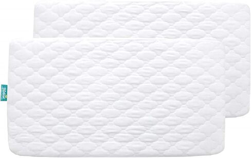 2 Pack Crib Mattress Protector Sheets Fitted Waterproof Crib Mattress Pad Cover, Noiseless & Machine Wash 100% Absorbent Crib/Toddler Mattress Protector Sheet Quilted, White, 52" x 28" in Saudi Arabia