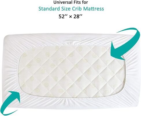 2 Pack Crib Mattress Protector Sheets Fitted Waterproof Crib Mattress Pad Cover, Noiseless & Machine Wash 100% Absorbent Crib/Toddler Mattress Protector Sheet Quilted, White, 52" x 28" in Saudi Arabia