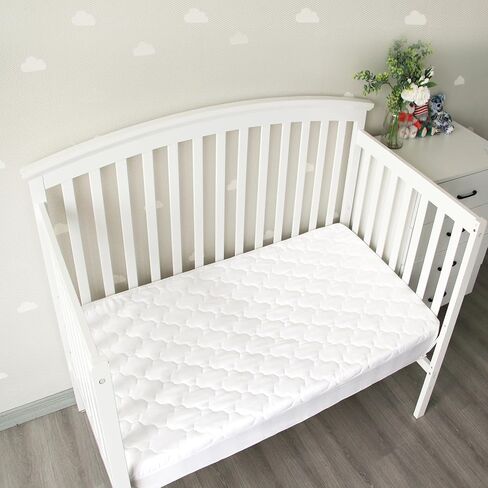 2 Pack Crib Mattress Protector Sheets Fitted Waterproof Crib Mattress Pad Cover, Noiseless & Machine Wash 100% Absorbent Crib/Toddler Mattress Protector Sheet Quilted, White, 52" x 28" in Saudi Arabia
