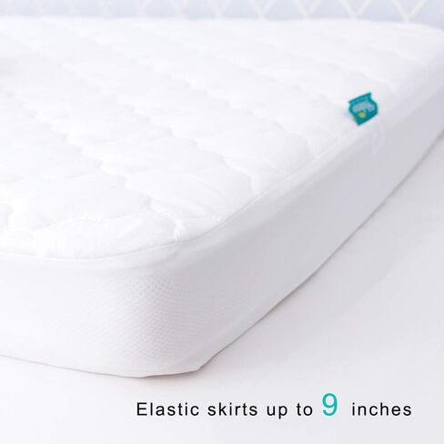 2 Pack Crib Mattress Protector Sheets Fitted Waterproof Crib Mattress Pad Cover, Noiseless & Machine Wash 100% Absorbent Crib/Toddler Mattress Protector Sheet Quilted, White, 52" x 28" in Saudi Arabia