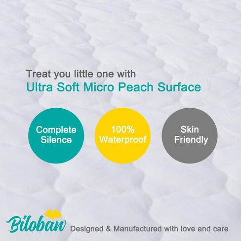 2 Pack Crib Mattress Protector Sheets Fitted Waterproof Crib Mattress Pad Cover, Noiseless & Machine Wash 100% Absorbent Crib/Toddler Mattress Protector Sheet Quilted, White, 52" x 28" in Saudi Arabia