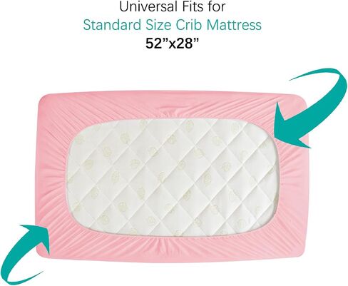 2 Pack Crib Mattress Protector Sheets Fitted Waterproof Crib Mattress Pad Cover, Noiseless & Machine Wash 100% Absorbent Crib/Toddler Mattress Protector Sheet Quilted, White, 52" x 28" in Saudi Arabia