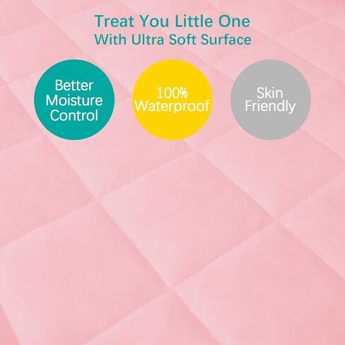2 Pack Crib Mattress Protector Sheets Fitted Waterproof Crib Mattress Pad Cover, Noiseless & Machine Wash 100% Absorbent Crib/Toddler Mattress Protector Sheet Quilted, White, 52" x 28" in Saudi Arabia