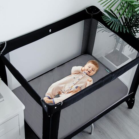 2 Pack Crib Mattress Protector Sheets Fitted Waterproof Crib Mattress Pad Cover, Noiseless & Machine Wash 100% Absorbent Crib/Toddler Mattress Protector Sheet Quilted, White, 52" x 28" in Kuwait