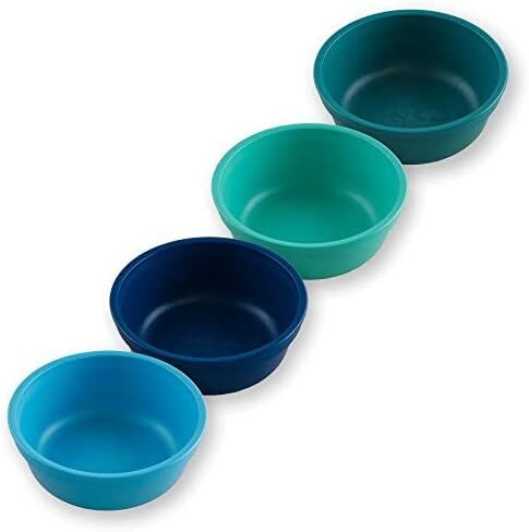 Re-Play Made in USA 12 Oz. Reusable Plastic Bowls, Pack of 4 Without Lid - Dishwasher and Microwave Safe Bowls for Snacks and Everyday Dining - Toddler Bowl Set 5.75" x 5.75" x 2", True Blue in Saudi Arabia