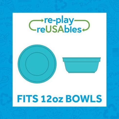 Re-Play Made in USA 12 Oz. Reusable Plastic Bowls, Pack of 4 Without Lid - Dishwasher and Microwave Safe Bowls for Snacks and Everyday Dining - Toddler Bowl Set 5.75" x 5.75" x 2", True Blue in Saudi Arabia