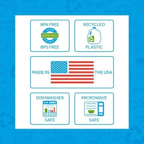 Re-Play Made in USA 12 Oz. Reusable Plastic Bowls, Pack of 4 Without Lid - Dishwasher and Microwave Safe Bowls for Snacks and Everyday Dining - Toddler Bowl Set 5.75" x 5.75" x 2", True Blue in Saudi Arabia