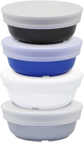 Re-Play Made in USA 12 Oz. Reusable Plastic Bowls, Pack of 4 Without Lid - Dishwasher and Microwave Safe Bowls for Snacks and Everyday Dining - Toddler Bowl Set 5.75" x 5.75" x 2", True Blue in Saudi Arabia