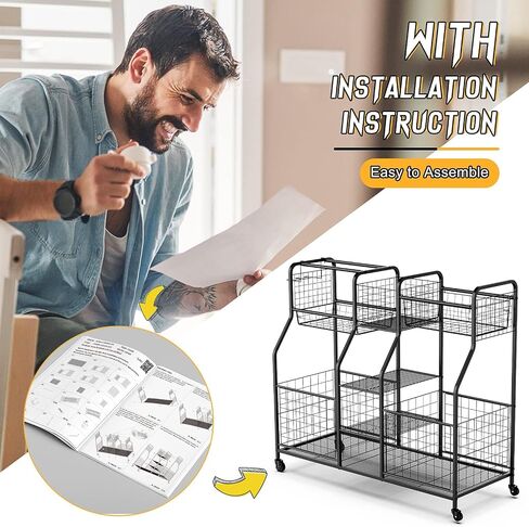 Garage Sports Equipment Organizer with Elastic Rope, Garage Ball Storage with Hooks, Garage Sports Organizer for Sports Gear, Garage Toy Storage, Ball Storage Rack for Garage in Saudi Arabia