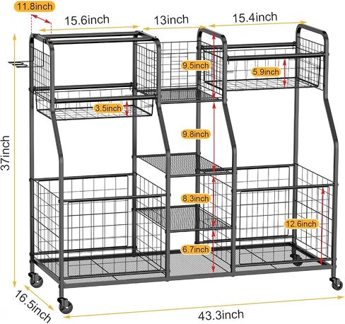 Garage Sports Equipment Organizer with Elastic Rope, Garage Ball Storage with Hooks, Garage Sports Organizer for Sports Gear, Garage Toy Storage, Ball Storage Rack for Garage in Saudi Arabia