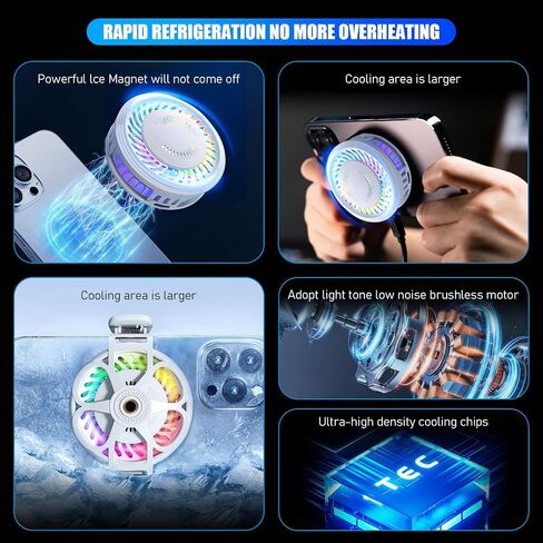 Phone Cooler for Gaming, Magnetic Semiconductor Cooler for MagSafe iPhone 12 13 14 15 Series, Portable Cell Phone Cooling Fan Radiator for Android/Tablet/iPad in Saudi Arabia