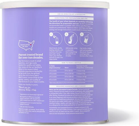 Baby's Only A2 Organic Milk Infant Formula, A2 Milk Based Powder, Organic Baby Formula with A2 Beta-Casein Protein, Iron, Vitamin E, Vitamin D, Easy to Digest, Newborn to 12 Months Old, 21 oz, 1 Pack in Saudi Arabia