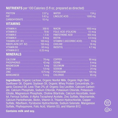 Baby's Only A2 Organic Milk Infant Formula, A2 Milk Based Powder, Organic Baby Formula with A2 Beta-Casein Protein, Iron, Vitamin E, Vitamin D, Easy to Digest, Newborn to 12 Months Old, 21 oz, 1 Pack in Saudi Arabia