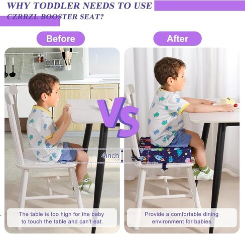Toddler Booster Seat for Dining Table 45D Cartoon Stronger Support Booster Seat for Dining Table Washable 2 Safer Straps Non-Slip Bottom Portable Booster Chair for Toddlers Kid Baby Eating Travel Home in Saudi Arabia