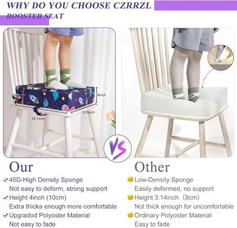 Toddler Booster Seat for Dining Table 45D Cartoon Stronger Support Booster Seat for Dining Table Washable 2 Safer Straps Non-Slip Bottom Portable Booster Chair for Toddlers Kid Baby Eating Travel Home in Saudi Arabia
