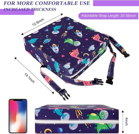 Toddler Booster Seat for Dining Table 45D Cartoon Stronger Support Booster Seat for Dining Table Washable 2 Safer Straps Non-Slip Bottom Portable Booster Chair for Toddlers Kid Baby Eating Travel Home in Saudi Arabia