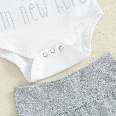Newborn Baby Girl Boy Clothes Im New Here Infant Romper Top Pants Beanie Hat Set Baby Coming Home Outfit in Saudi Arabia
