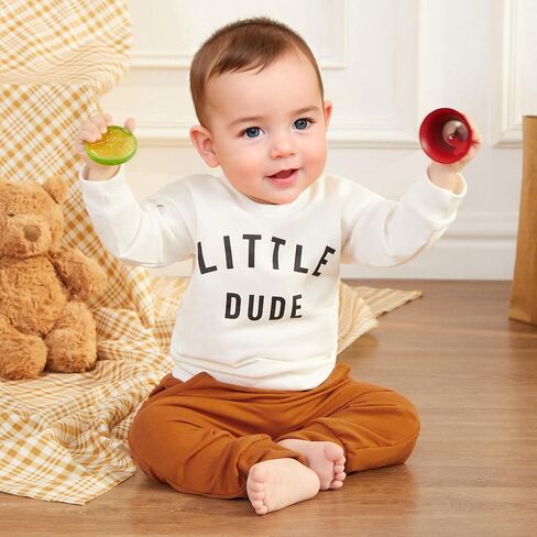 Murnouche Toddler Baby Boy Fall Winter Outfits Letter Crewneck Sweatshirt Casual Pants 2Pcs Clothes Set in Kuwait