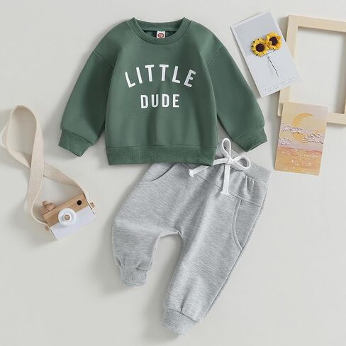 Toddler Baby Boy Fall Winter Outfits Letter Crewneck Sweatshirt Casual Pants 2Pcs Clothes Set in Saudi Arabia