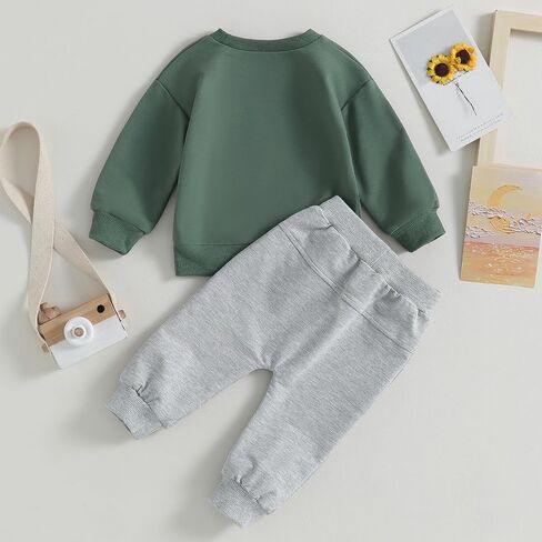 Toddler Baby Boy Fall Winter Outfits Letter Crewneck Sweatshirt Casual Pants 2Pcs Clothes Set in Saudi Arabia