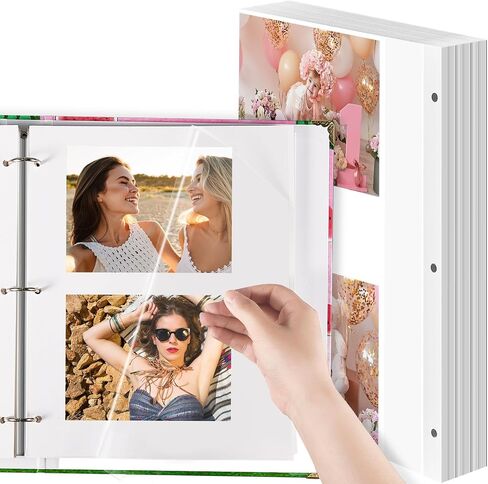 Chuangdi 120 Pcs Photo Album Pages 9 x 11 Inch Self Adhesive Double Sided 3 Hole Punched Photo Mounting Sheets Photo Sleeves for 3 Ring Binder Refill Photo Album Sheets, Binder Not Included in Saudi Arabia