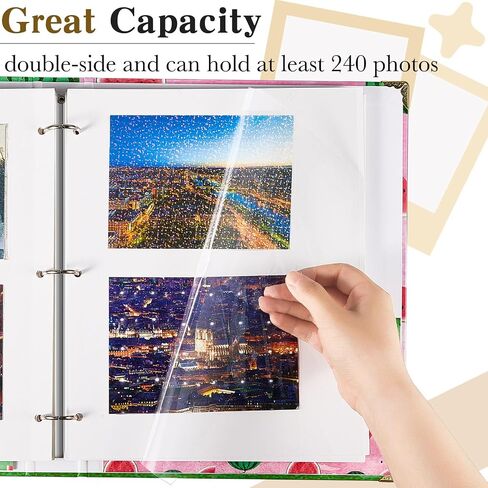 Chuangdi 120 Pcs Photo Album Pages 9 x 11 Inch Self Adhesive Double Sided 3 Hole Punched Photo Mounting Sheets Photo Sleeves for 3 Ring Binder Refill Photo Album Sheets, Binder Not Included in Saudi Arabia