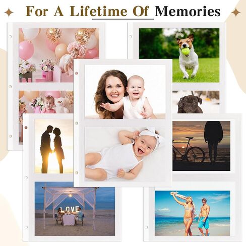 Chuangdi 120 Pcs Photo Album Pages 9 x 11 Inch Self Adhesive Double Sided 3 Hole Punched Photo Mounting Sheets Photo Sleeves for 3 Ring Binder Refill Photo Album Sheets, Binder Not Included in Saudi Arabia