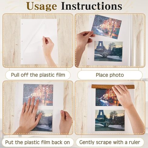 Chuangdi 120 Pcs Photo Album Pages 9 x 11 Inch Self Adhesive Double Sided 3 Hole Punched Photo Mounting Sheets Photo Sleeves for 3 Ring Binder Refill Photo Album Sheets, Binder Not Included in Saudi Arabia