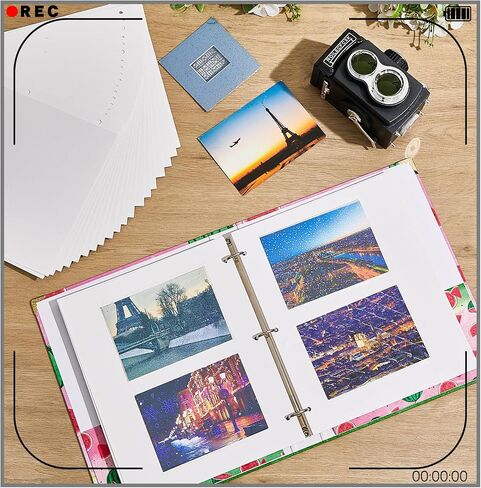 Chuangdi 120 Pcs Photo Album Pages 9 x 11 Inch Self Adhesive Double Sided 3 Hole Punched Photo Mounting Sheets Photo Sleeves for 3 Ring Binder Refill Photo Album Sheets, Binder Not Included in Saudi Arabia
