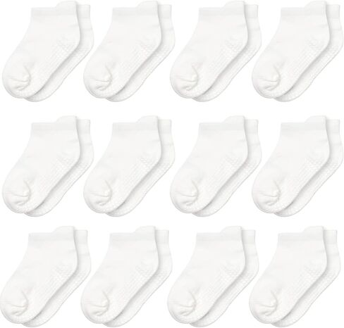 SkiBeaut Toddler Socks Ankle Boys Girls Non Slip Skid Kids Socks 12 Pairs Grips Low Cut Socks for 1-7 Years Children Socks in Kuwait