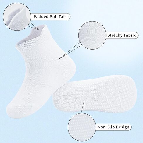 SkiBeaut Toddler Socks Ankle Boys Girls Non Slip Skid Kids Socks 12 Pairs Grips Low Cut Socks for 1-7 Years Children Socks in Kuwait