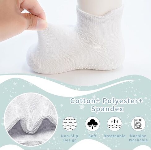 SkiBeaut Toddler Socks Ankle Boys Girls Non Slip Skid Kids Socks 12 Pairs Grips Low Cut Socks for 1-7 Years Children Socks in Kuwait