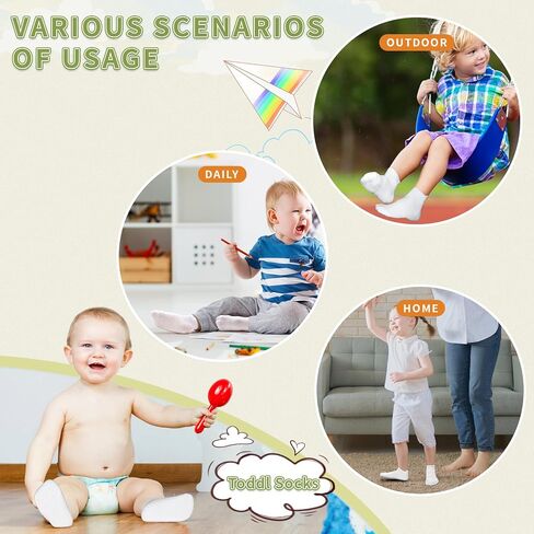 SkiBeaut Toddler Socks Ankle Boys Girls Non Slip Skid Kids Socks 12 Pairs Grips Low Cut Socks for 1-7 Years Children Socks in Kuwait