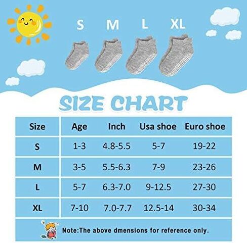 SkiBeaut Toddler Socks Ankle Boys Girls Non Slip Skid Kids Socks 12 Pairs Grips Low Cut Socks for 1-7 Years Children Socks in Kuwait