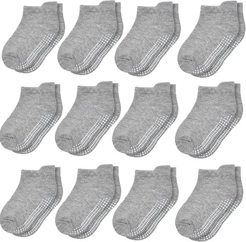 SkiBeaut Toddler Socks Ankle Boys Girls Non Slip Skid Kids Socks 12 Pairs Grips Low Cut Socks for 1-7 Years Children Socks in Kuwait