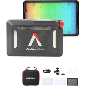 أضواء كاميرا Aputure MC Pro، مصابيح فيديو LED RGBWW لوحة LED صغيرة بعدسة، إضاءة تصوير محمولة بالألوان الكاملة، بطارية قابلة لإعادة الشحن 4200 مللي أمبير في الساعة، التحكم في التطبيق، دعم الجذب المغناطيسي