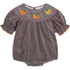 Kupretty Newborn Baby Girl Cotton Summer Clothes Vintage Floral Romper Square Neck Short Sleeve Bodysuit Jumpsuit
