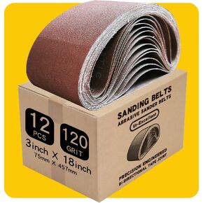 3 x 18 Inch 40 Grit Sanding Belt | Premium Aluminum Oxide Sanding Belt | Premium Sander Sandpaper,12 Pack in Kuwait