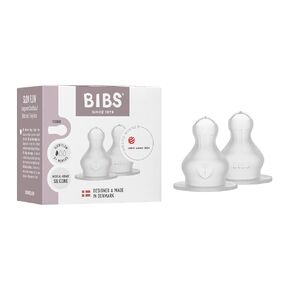 BIBS Bottle Nipple 2-Pack. Anti-Colic. Extra Nipples for BIBS Baby Bottles. Round Nipple. - Natural Rubber Latex, Medium Flow