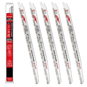 EZARC Wood Pruning Reciprocating Saw Blade 9 Inch, Fleam Ground Teeth Pruning Saw Blades for Tree Trimming, Wood/Wet Wood Cutting, 5 Pieces