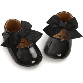 Baby Girls Mary Jane Flats with Bowknot Flowers Soft Newborn Infant First Walkers Crib Shoes Wedding Party Christmas Dress Shoes