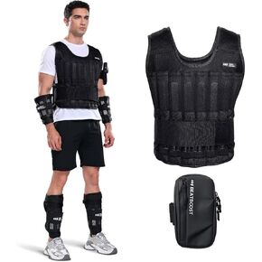 Adjustable Weighted Vest Set 22 lb with Wrist and Ankle Weights for Men Women BeatBoost Weight Vest with 32 Steel Plates Weights for Walking Strength Training Running Workout